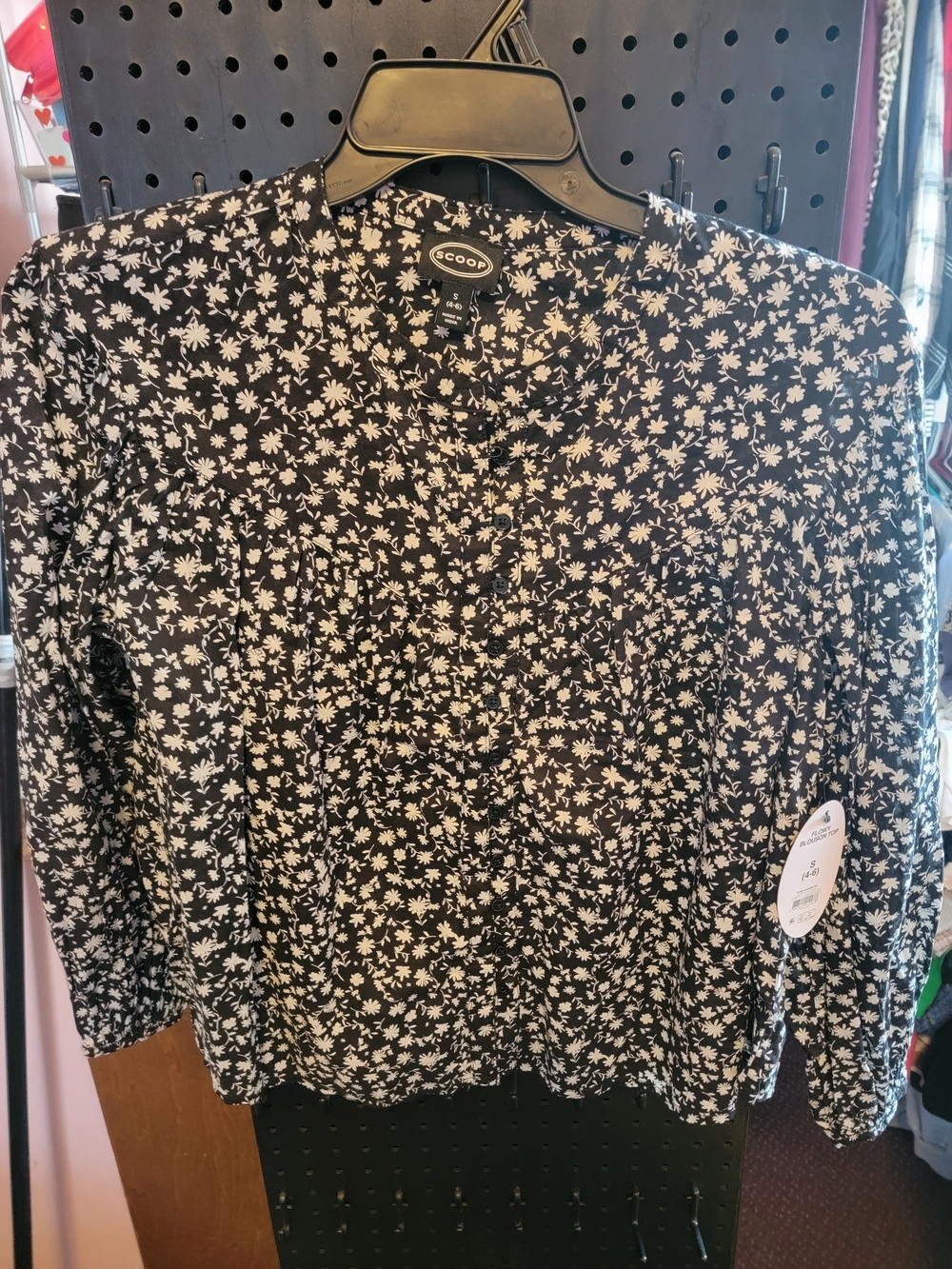 Coop Black & White Floral Button-Front Blouse